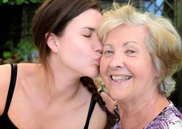 Mother's Day Daughter Kissing Mom